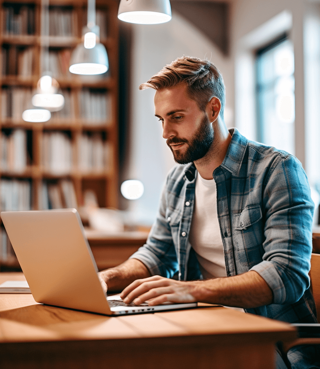 Persona trabajando en una laptop sobre un escritorio